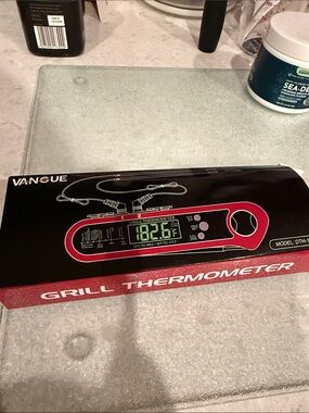 Red Grill Thermometer with Digital Display